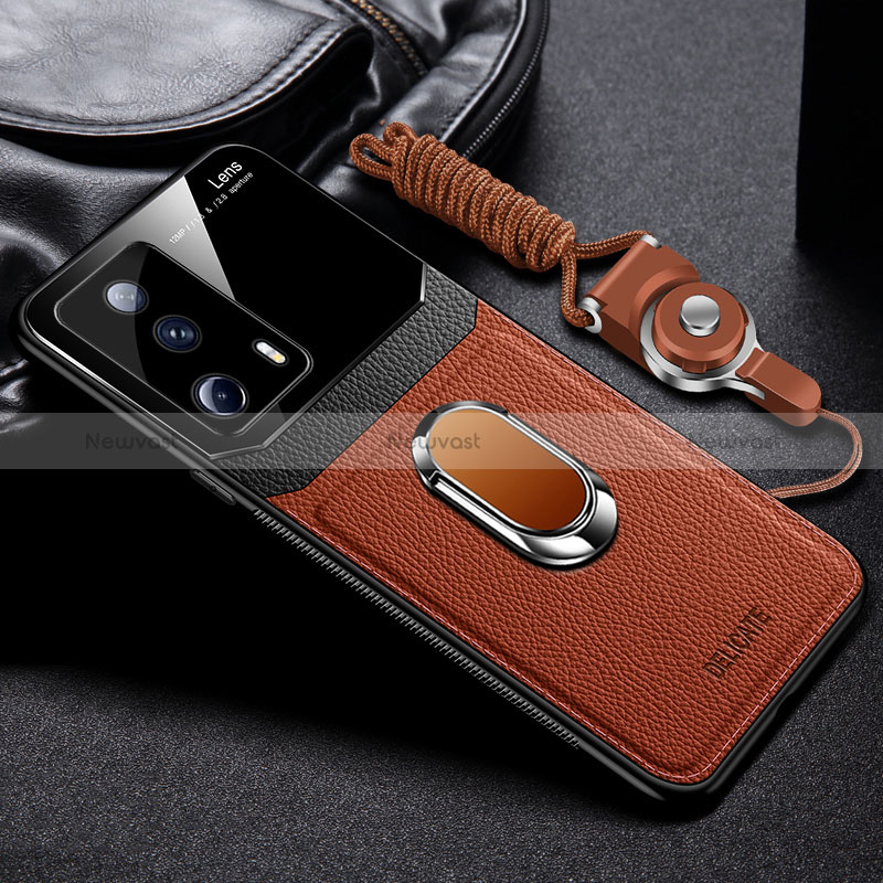 Soft Silicone Gel Leather Snap On Case Cover with Magnetic FL2 for Xiaomi Mi 13 Lite 5G Brown