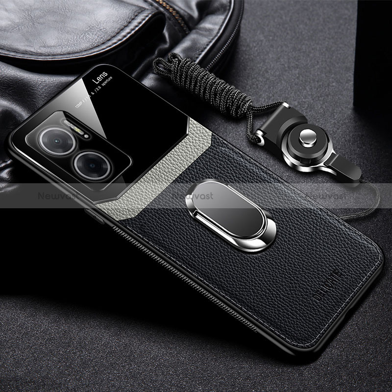 Soft Silicone Gel Leather Snap On Case Cover with Magnetic FL2 for Xiaomi Redmi Note 11E 5G Black