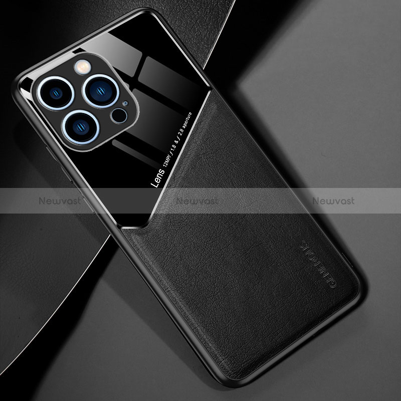 Soft Silicone Gel Leather Snap On Case Cover with Magnetic for Apple iPhone 14 Pro Max Black