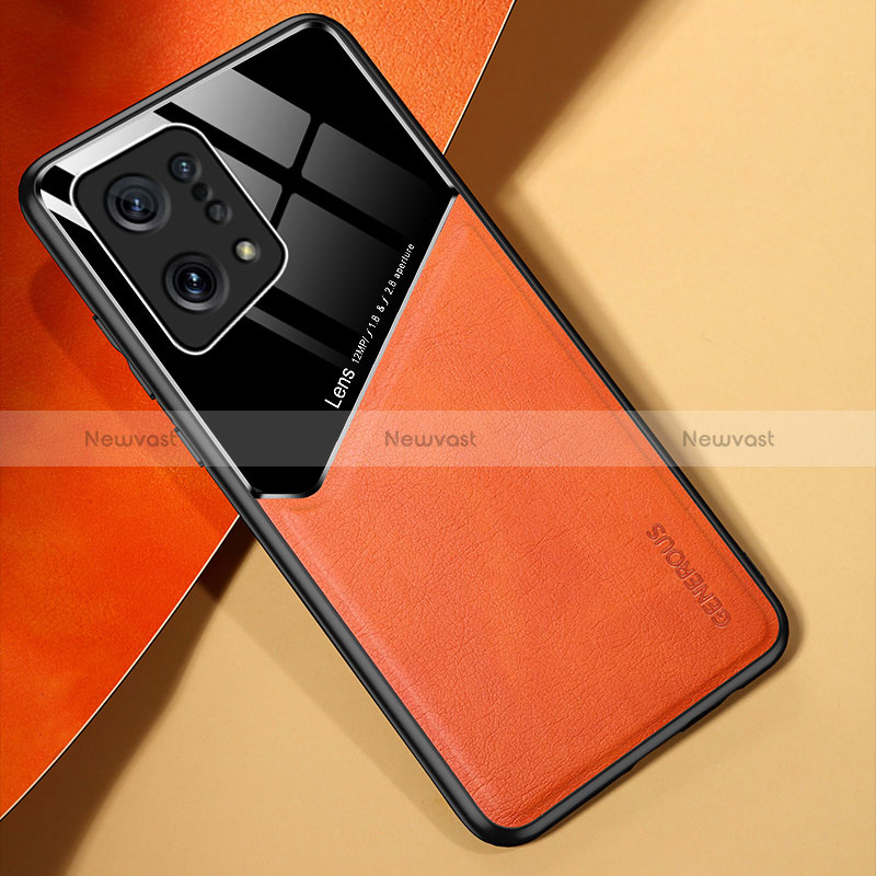 Soft Silicone Gel Leather Snap On Case Cover with Magnetic for Oppo Find X5 5G Orange