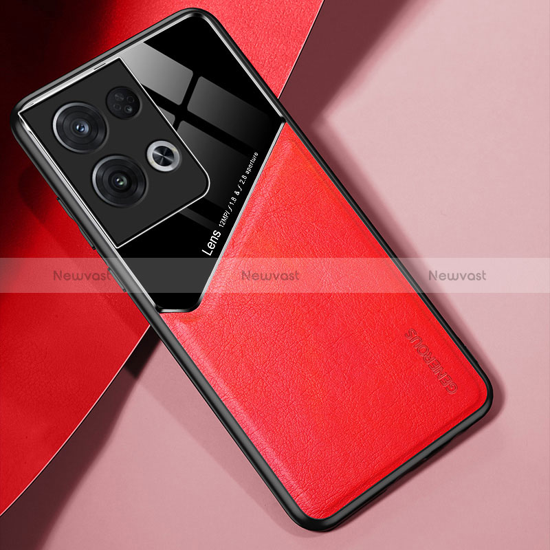 Soft Silicone Gel Leather Snap On Case Cover with Magnetic for Oppo Reno8 Pro 5G Red