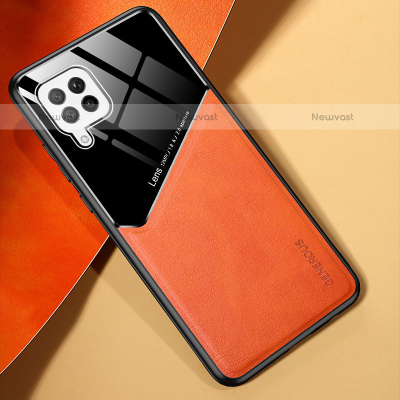 Soft Silicone Gel Leather Snap On Case Cover with Magnetic for Samsung Galaxy A42 5G Orange