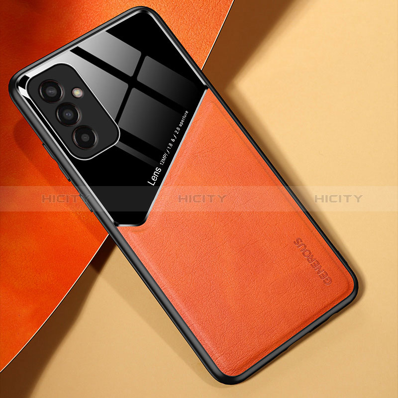 Soft Silicone Gel Leather Snap On Case Cover with Magnetic for Samsung Galaxy F13 4G Orange