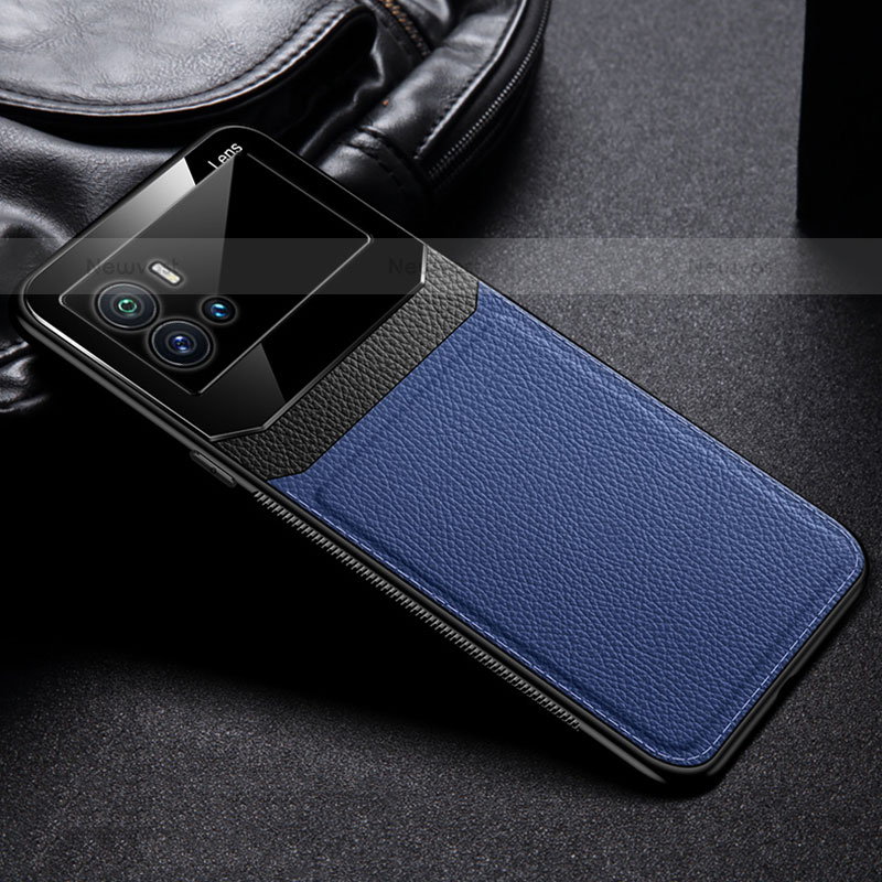 Soft Silicone Gel Leather Snap On Case Cover with Magnetic for Vivo iQOO 9 5G Blue