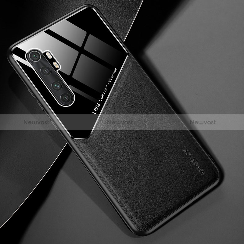 Soft Silicone Gel Leather Snap On Case Cover with Magnetic for Xiaomi Mi Note 10 Lite Black
