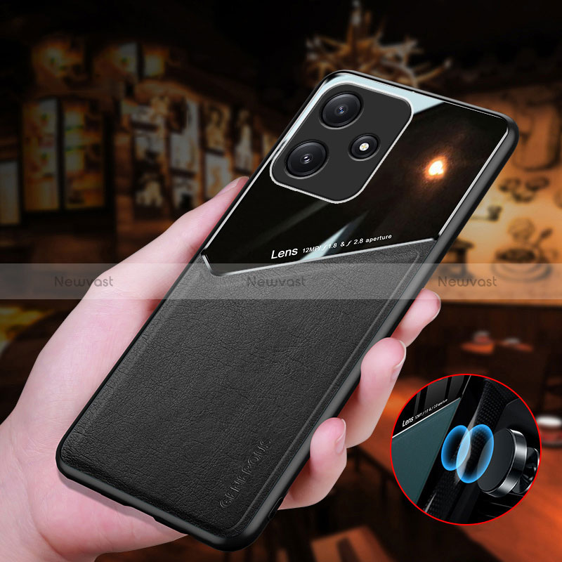 Soft Silicone Gel Leather Snap On Case Cover with Magnetic for Xiaomi Redmi 12 5G