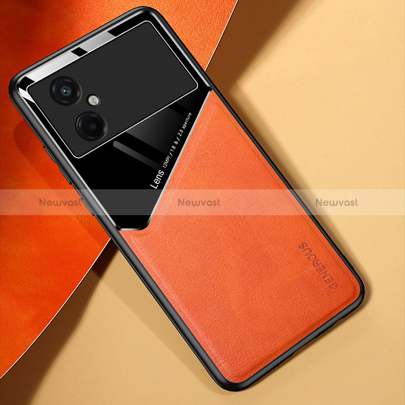 Soft Silicone Gel Leather Snap On Case Cover with Magnetic for Xiaomi Redmi Note 11R 5G Orange