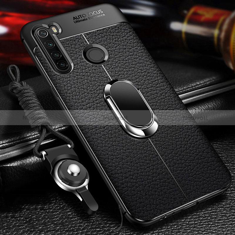 Soft Silicone Gel Leather Snap On Case Cover with Magnetic K01 for Xiaomi Redmi Note 8 (2021) Black