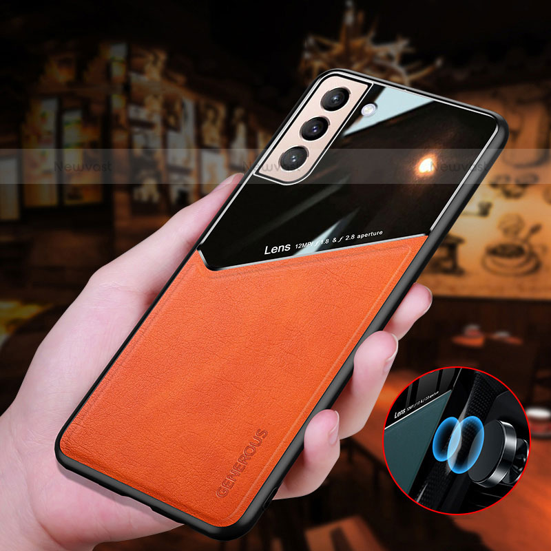 Soft Silicone Gel Leather Snap On Case Cover with Magnetic M01 for Samsung Galaxy S21 5G