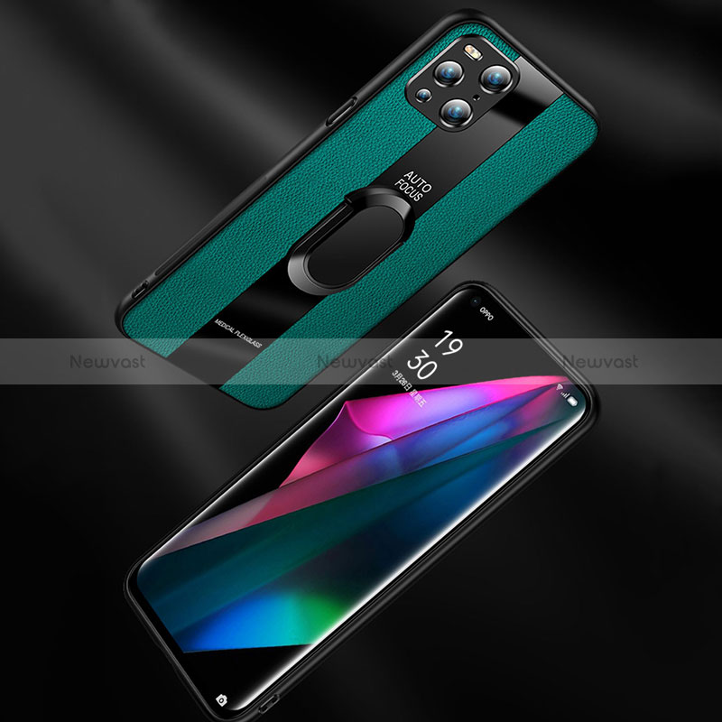 Soft Silicone Gel Leather Snap On Case Cover with Magnetic S01 for Oppo Find X3 5G