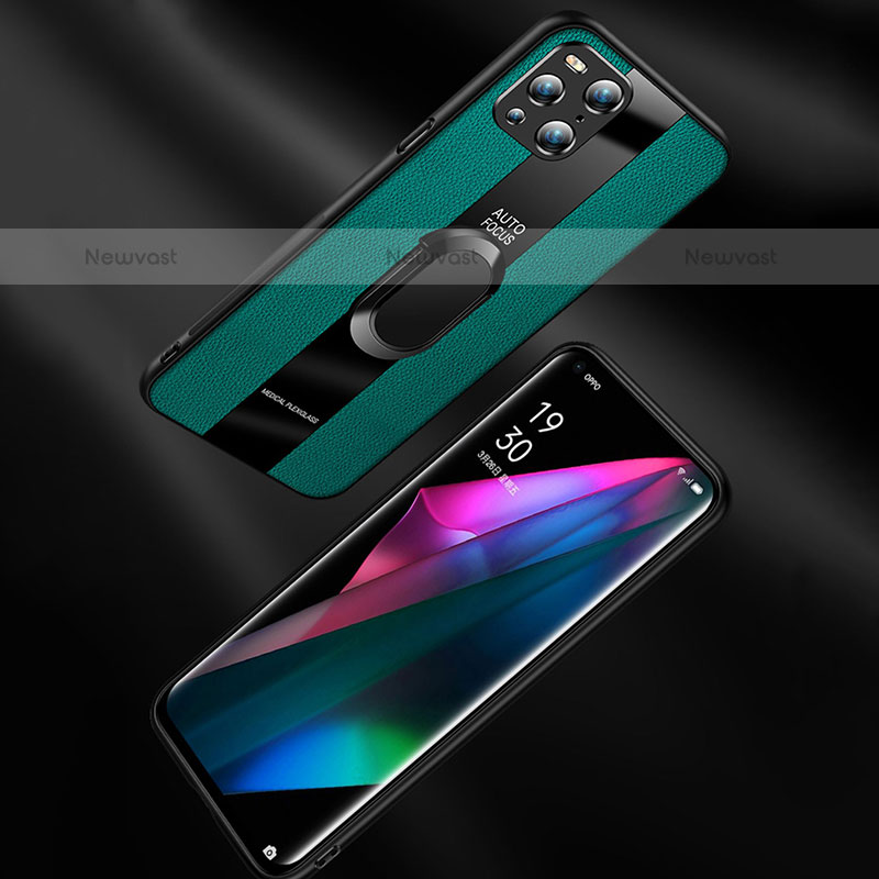 Soft Silicone Gel Leather Snap On Case Cover with Magnetic S01 for Oppo Find X3 Pro 5G