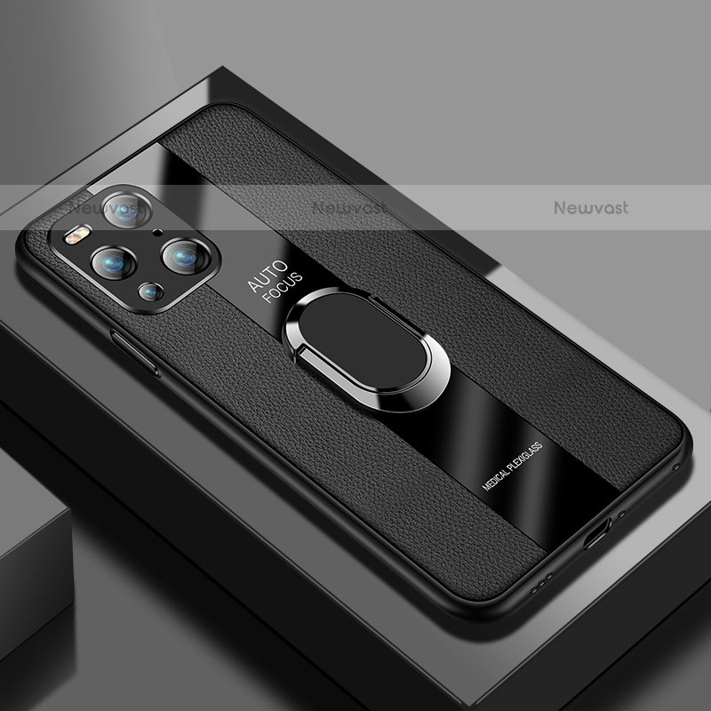 Soft Silicone Gel Leather Snap On Case Cover with Magnetic S01 for Oppo Find X3 Pro 5G Black
