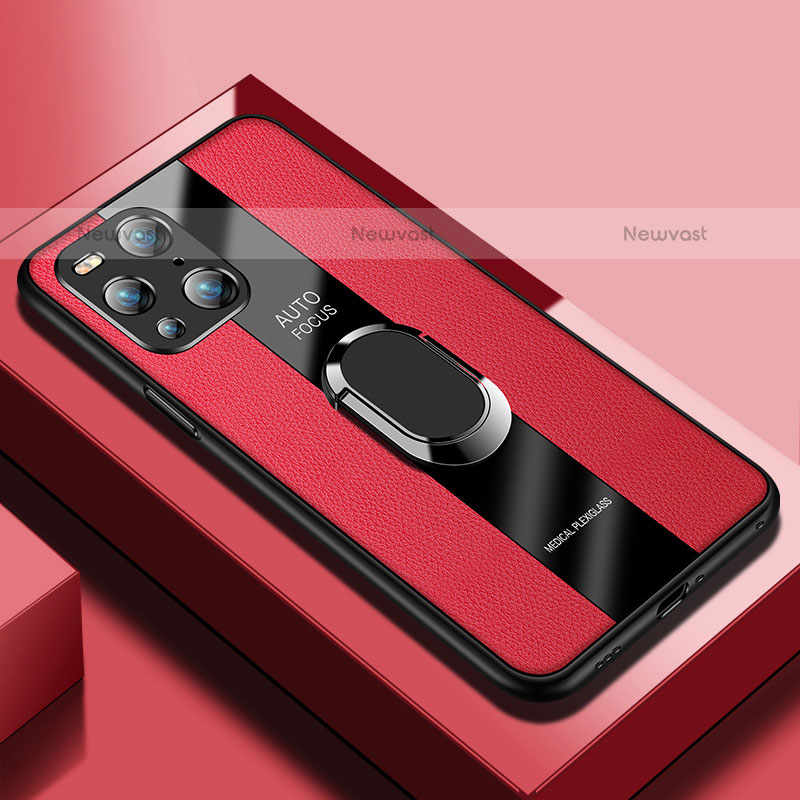 Soft Silicone Gel Leather Snap On Case Cover with Magnetic S01 for Oppo Find X3 Pro 5G Red