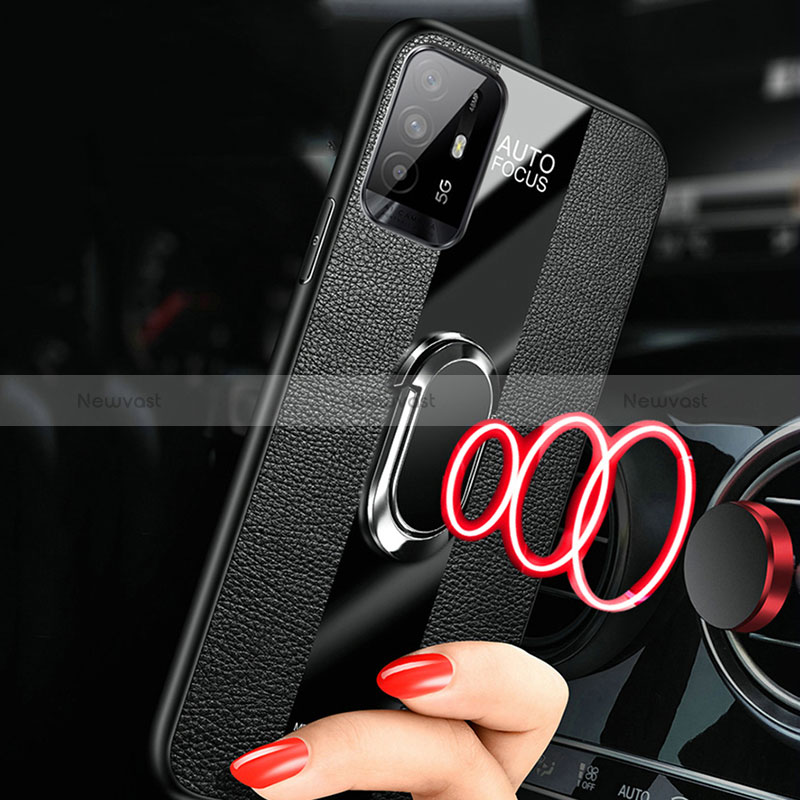 Soft Silicone Gel Leather Snap On Case Cover with Magnetic S01 for Oppo Reno5 Z 5G