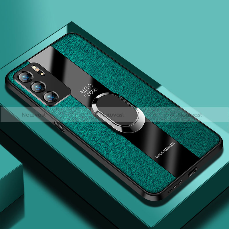 Soft Silicone Gel Leather Snap On Case Cover with Magnetic S01 for Oppo Reno6 Pro 5G India Green