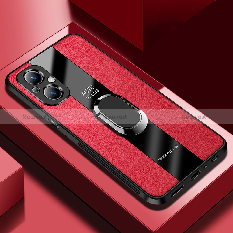 Soft Silicone Gel Leather Snap On Case Cover with Magnetic S01 for Oppo Reno7 Lite 5G Red