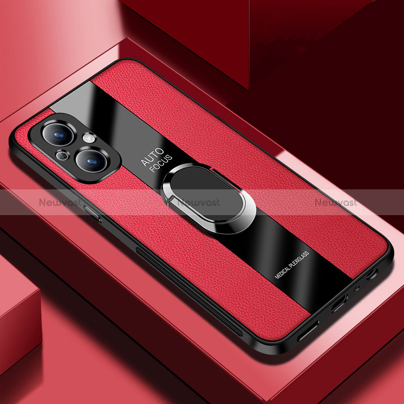Soft Silicone Gel Leather Snap On Case Cover with Magnetic S01 for Oppo Reno7 Z 5G Red