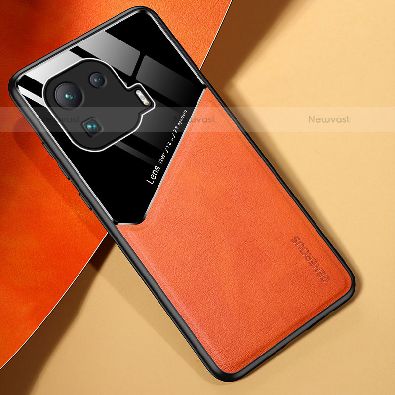 Soft Silicone Gel Leather Snap On Case Cover with Magnetic S01 for Xiaomi Mi 11 Pro 5G Orange