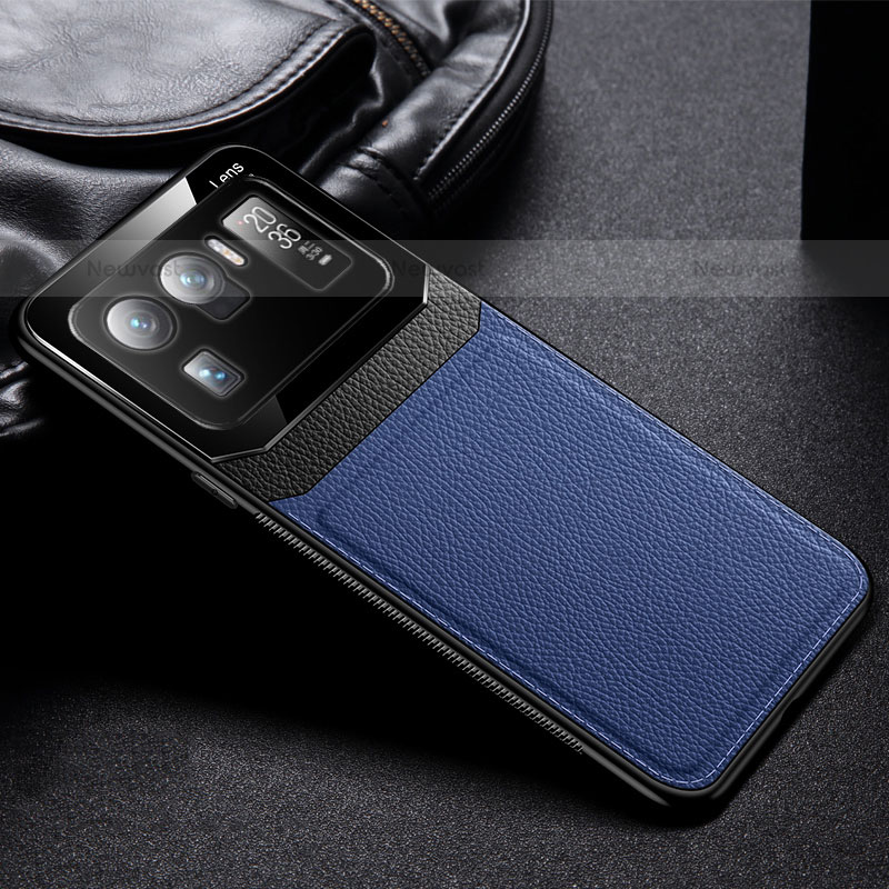 Soft Silicone Gel Leather Snap On Case Cover with Magnetic S01 for Xiaomi Mi 11 Ultra 5G Blue