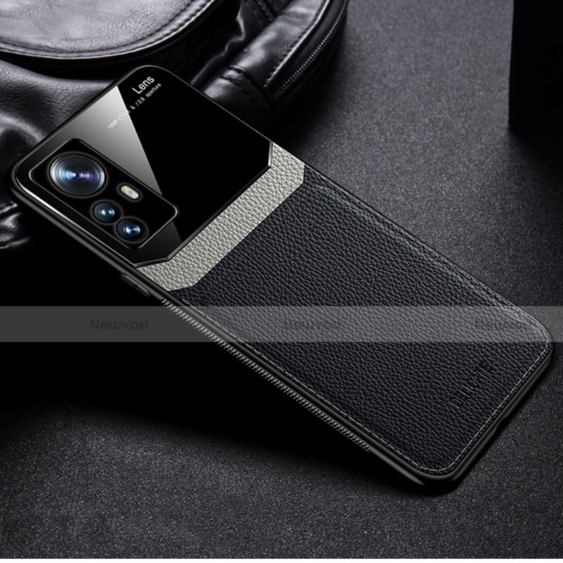 Soft Silicone Gel Leather Snap On Case Cover with Magnetic S01 for Xiaomi Mi 12 5G Black
