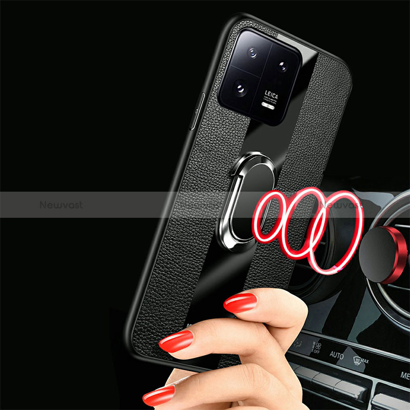 Soft Silicone Gel Leather Snap On Case Cover with Magnetic S01 for Xiaomi Mi 13 5G