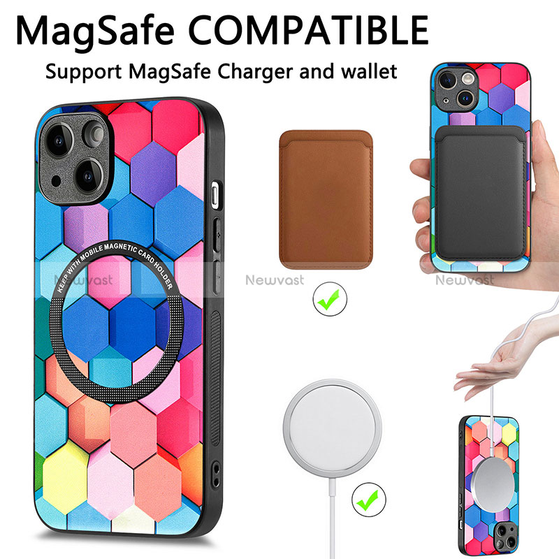 Soft Silicone Gel Leather Snap On Case Cover with Magnetic S01D for Apple iPhone 14