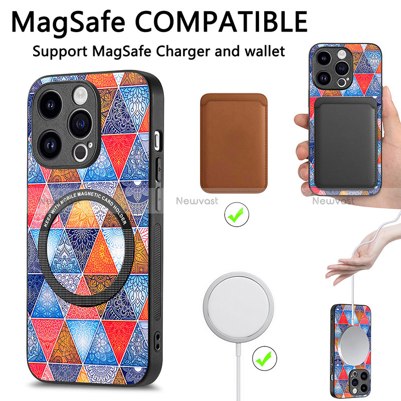 Soft Silicone Gel Leather Snap On Case Cover with Magnetic S01D for Apple iPhone 14 Pro