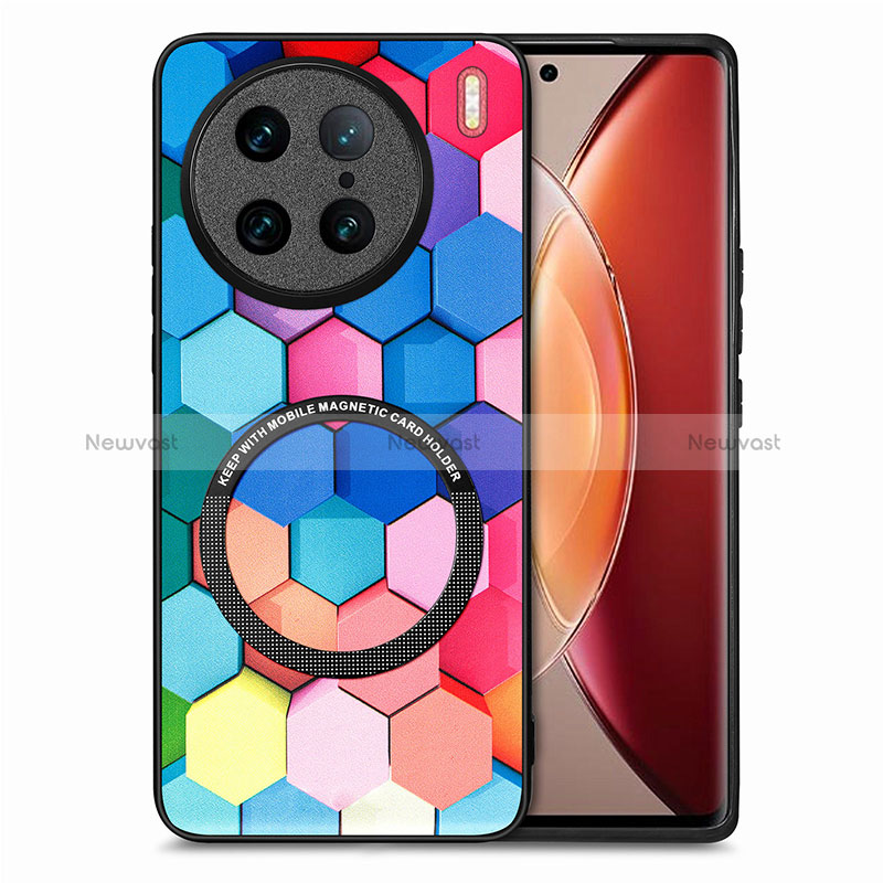 Soft Silicone Gel Leather Snap On Case Cover with Magnetic S01D for Vivo X90 Pro 5G