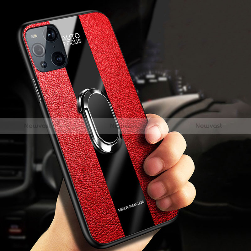 Soft Silicone Gel Leather Snap On Case Cover with Magnetic S02 for Oppo Find X3 5G