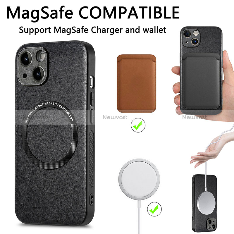 Soft Silicone Gel Leather Snap On Case Cover with Magnetic S02D for Apple iPhone 13