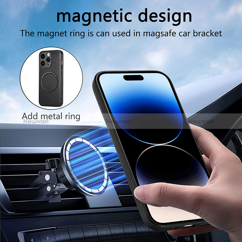 Soft Silicone Gel Leather Snap On Case Cover with Magnetic S02D for Apple iPhone 14 Pro