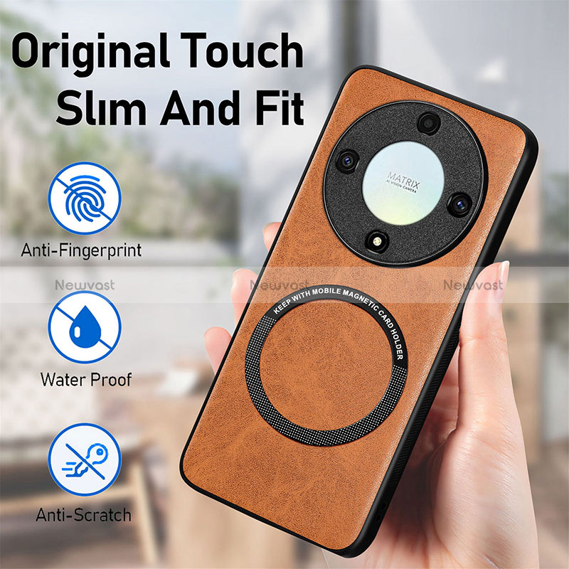 Soft Silicone Gel Leather Snap On Case Cover with Magnetic S02D for Huawei Honor Magic5 Lite 5G
