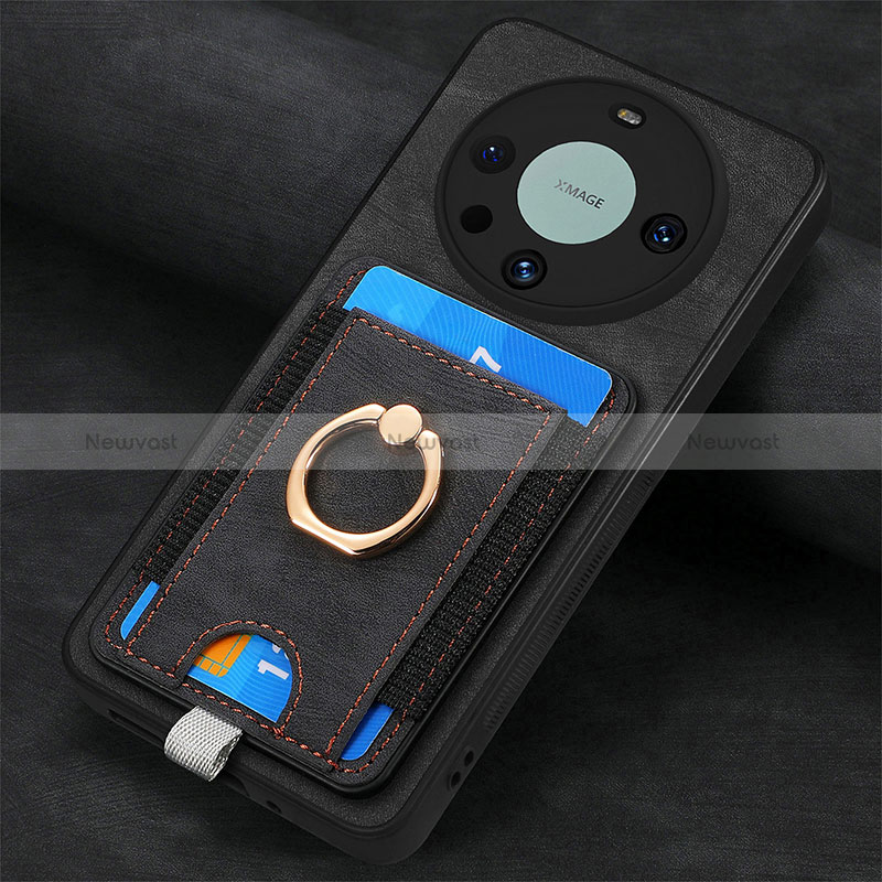 Soft Silicone Gel Leather Snap On Case Cover with Magnetic S02D for Huawei Mate 60 Pro