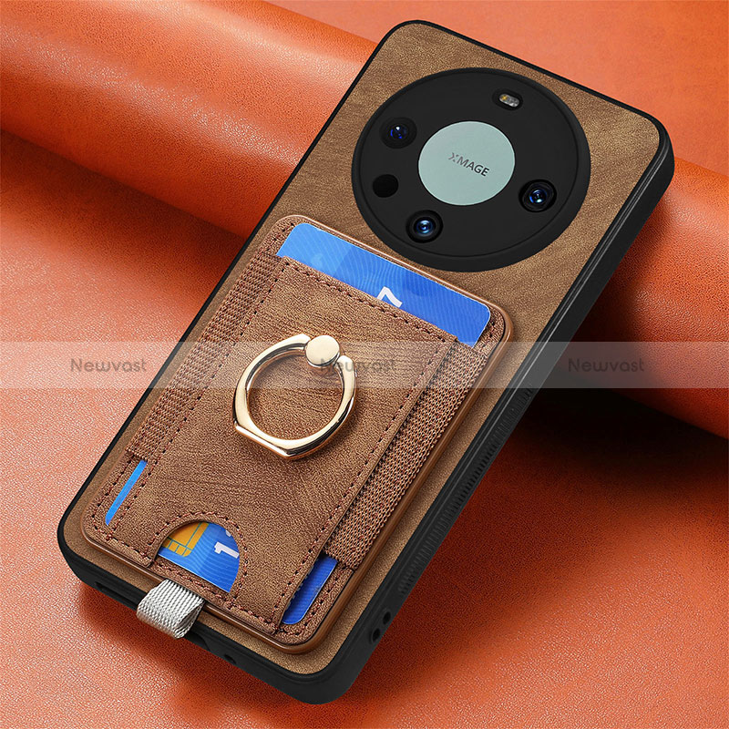 Soft Silicone Gel Leather Snap On Case Cover with Magnetic S02D for Huawei Mate 60 Pro