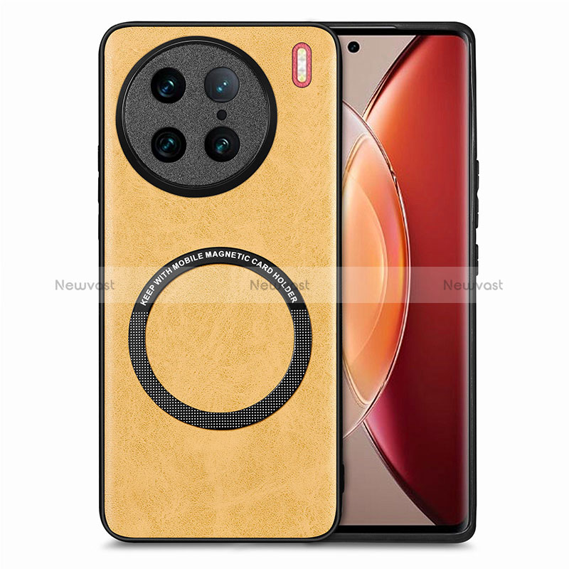 Soft Silicone Gel Leather Snap On Case Cover with Magnetic S02D for Vivo X90 Pro 5G