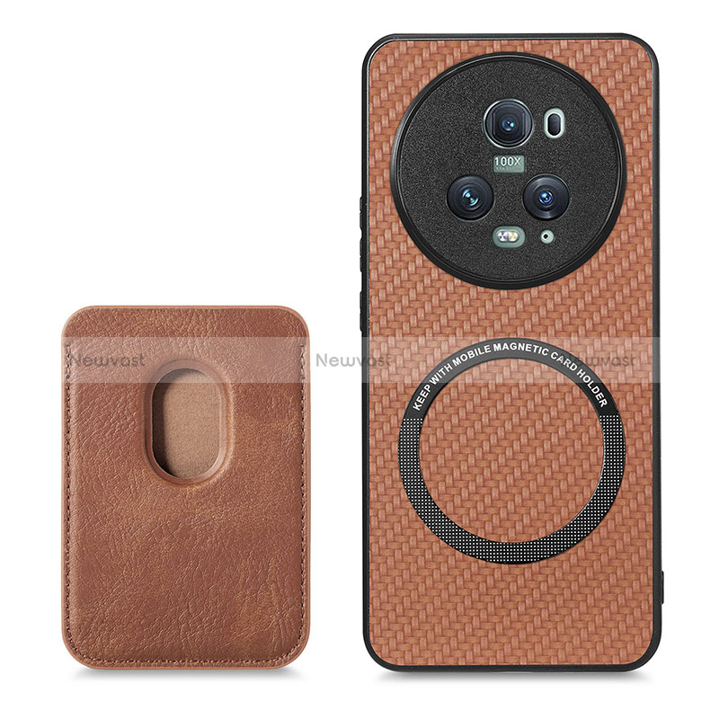 Soft Silicone Gel Leather Snap On Case Cover with Magnetic S03D for Huawei Honor Magic5 Pro 5G