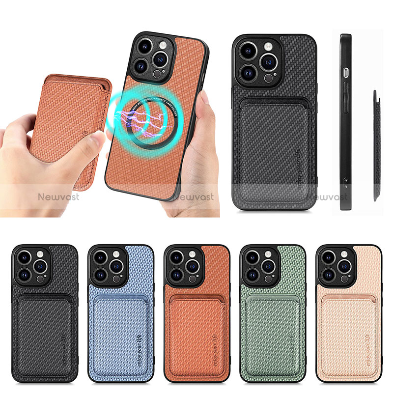 Soft Silicone Gel Leather Snap On Case Cover with Magnetic S08D for Apple iPhone 14 Pro