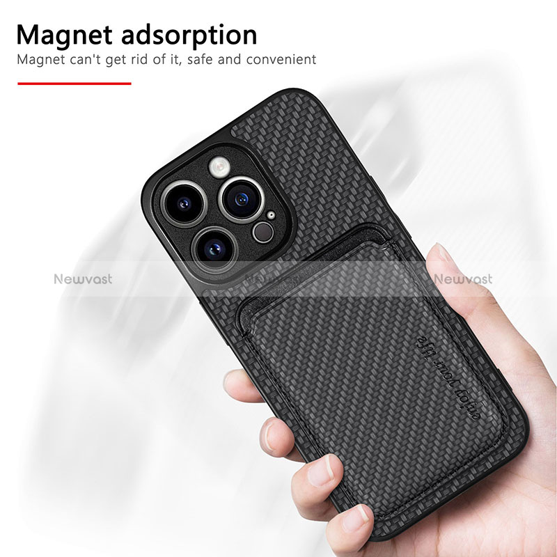 Soft Silicone Gel Leather Snap On Case Cover with Magnetic S08D for Apple iPhone 14 Pro
