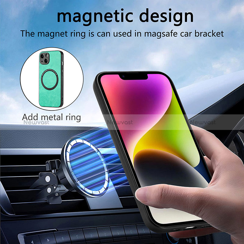 Soft Silicone Gel Leather Snap On Case Cover with Magnetic S11D for Apple iPhone 14 Plus