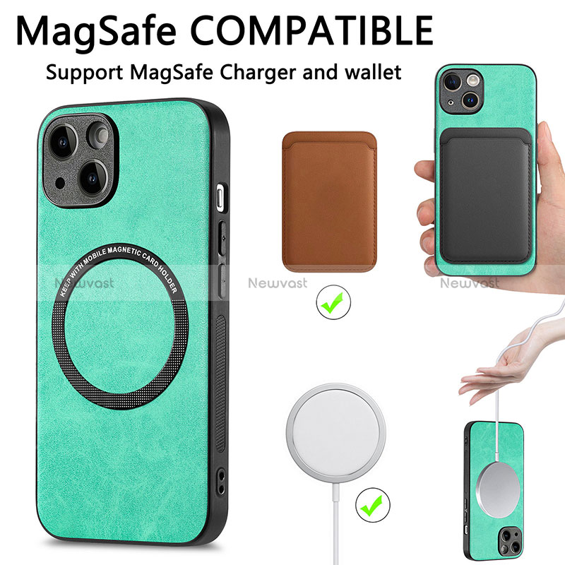 Soft Silicone Gel Leather Snap On Case Cover with Magnetic S11D for Apple iPhone 15