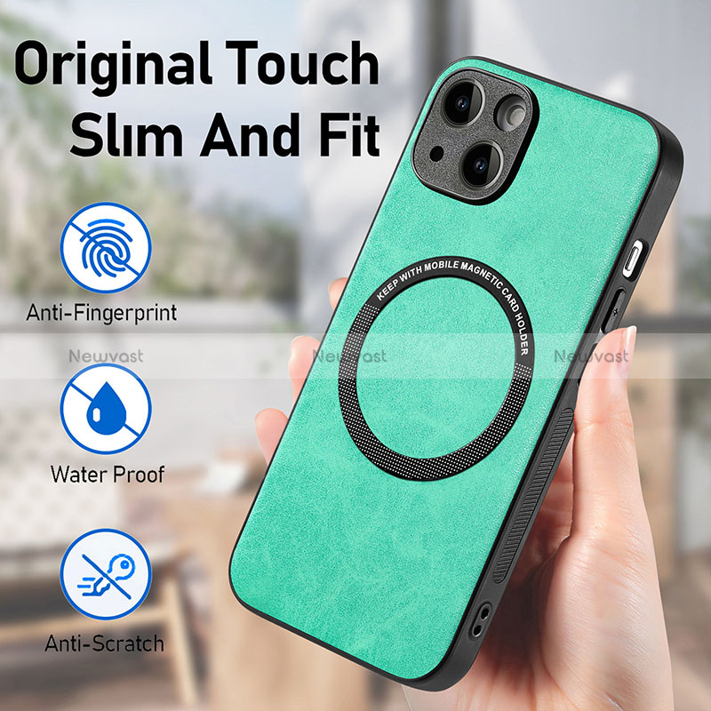 Soft Silicone Gel Leather Snap On Case Cover with Magnetic S11D for Apple iPhone 15