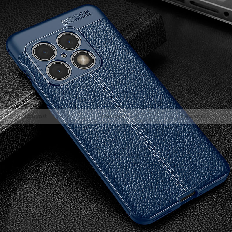 Soft Silicone Gel Leather Snap On Case Cover WL1 for OnePlus 10 Pro 5G Blue