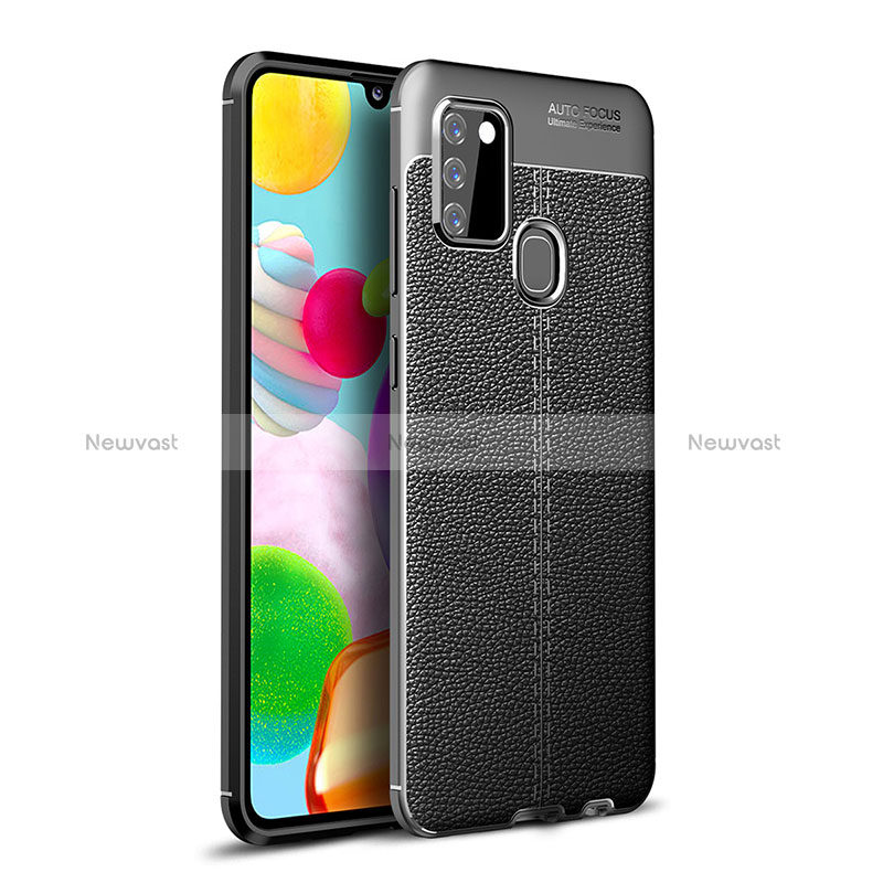 Soft Silicone Gel Leather Snap On Case Cover WL1 for Samsung Galaxy A21s Black