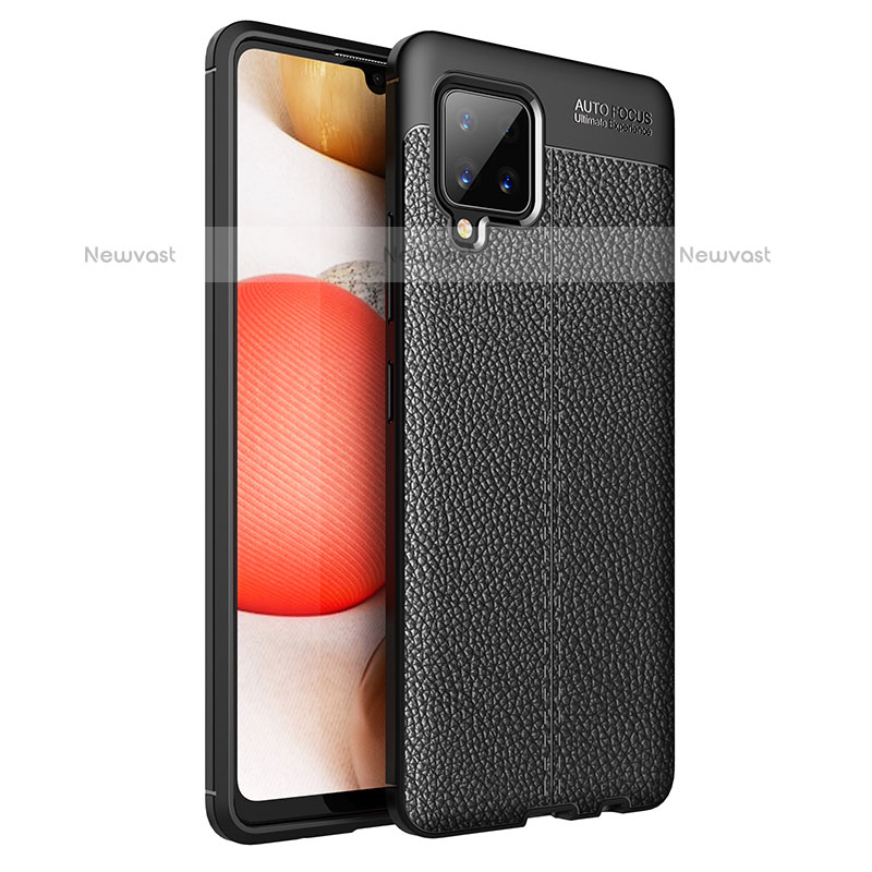 Soft Silicone Gel Leather Snap On Case Cover WL1 for Samsung Galaxy A42 5G Black