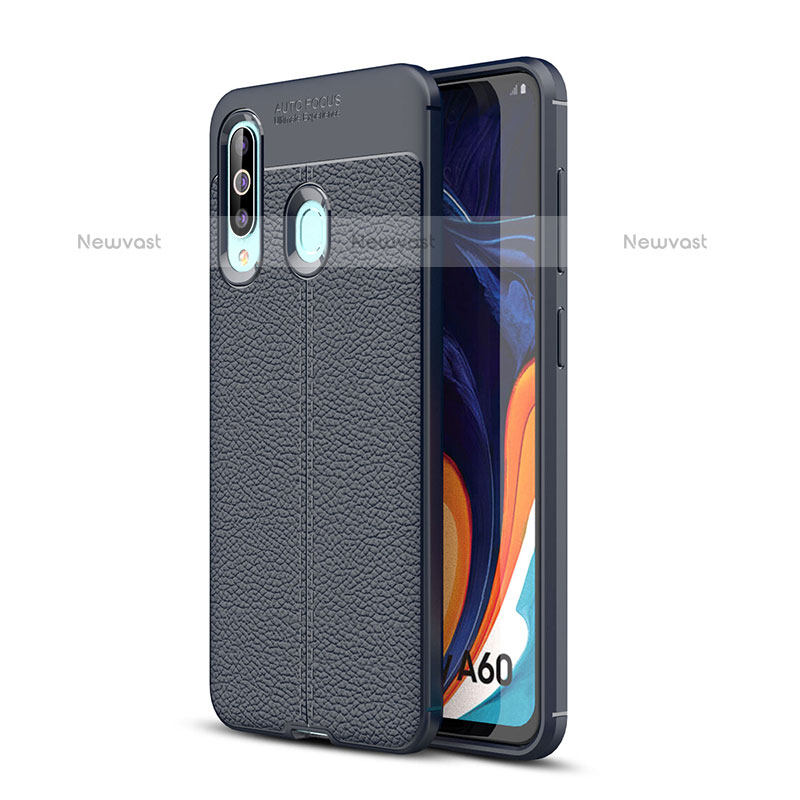 Soft Silicone Gel Leather Snap On Case Cover WL1 for Samsung Galaxy M40 Blue