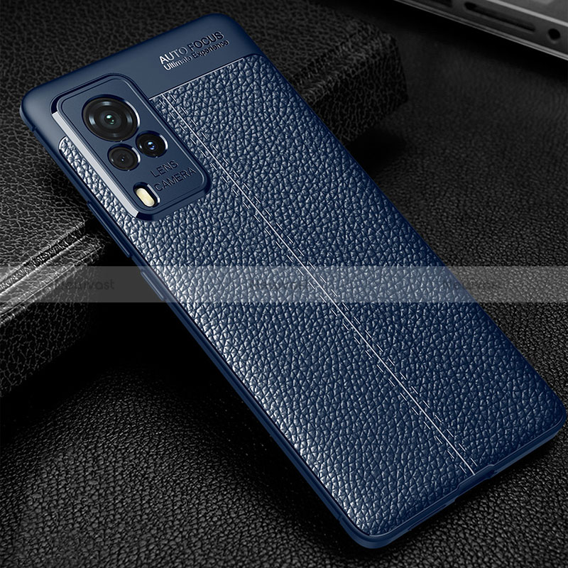 Soft Silicone Gel Leather Snap On Case Cover WL1 for Vivo X60 Pro 5G Blue