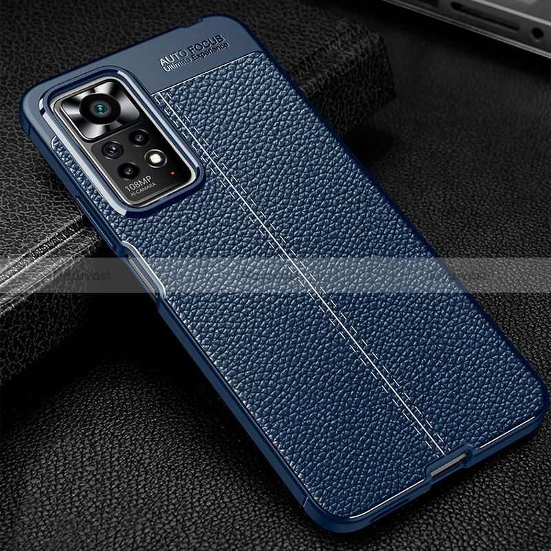 Soft Silicone Gel Leather Snap On Case Cover WL1 for Xiaomi Redmi Note 11 Pro 4G Blue