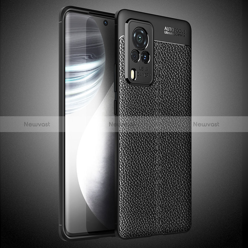 Soft Silicone Gel Leather Snap On Case Cover WL2 for Vivo X60 Pro 5G Black