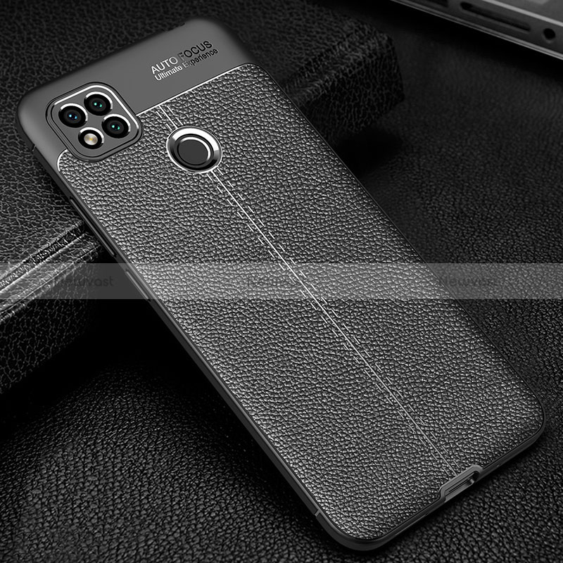 Soft Silicone Gel Leather Snap On Case Cover WL2 for Xiaomi Redmi 10A 4G Black