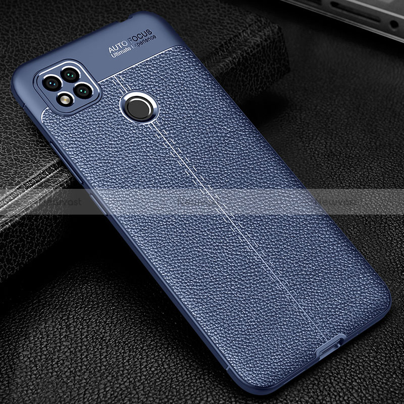 Soft Silicone Gel Leather Snap On Case Cover WL2 for Xiaomi Redmi 9 India Blue